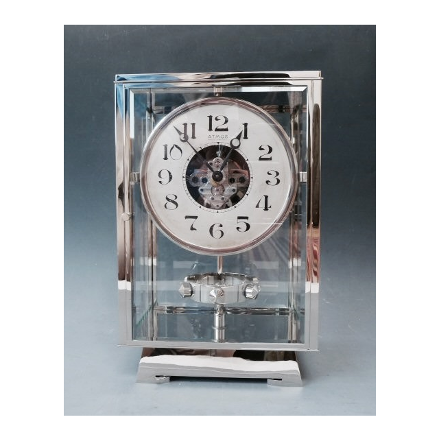 M269 Giant atmos clock, nickel, Art Deco design, J. L. Reutter numbered 6179, France ca. 1935.