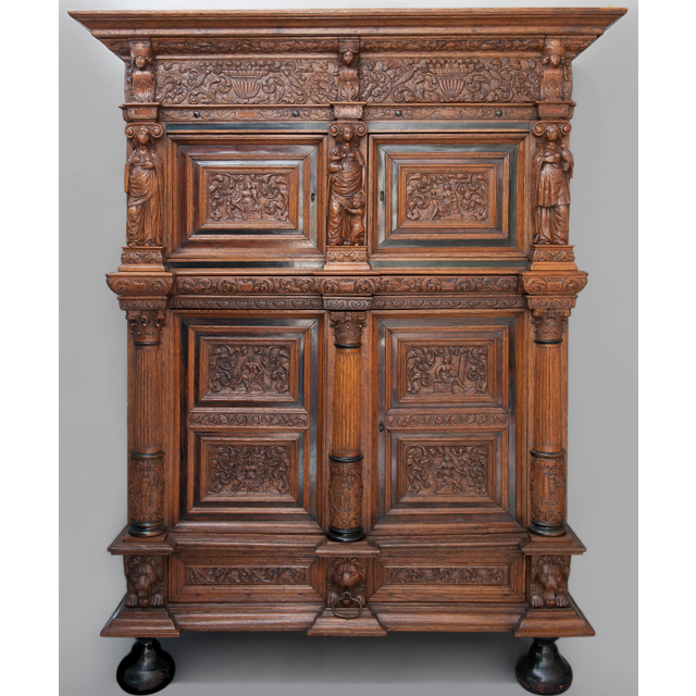 Cupboard, so-called Beeldenkast with personifications of the seven Virtues