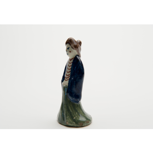 A Figure of an Oriental Lady in Polychrome Dutch Delftware