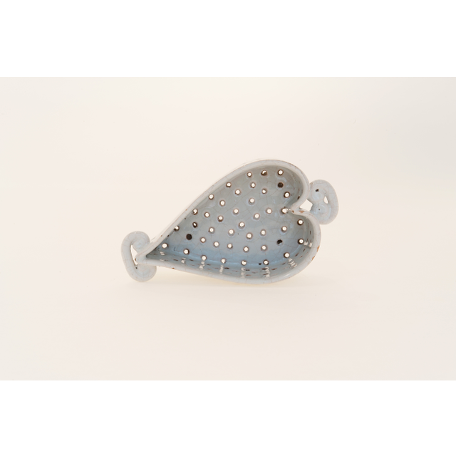 A Heart Shaped Strainer in White Delftware
