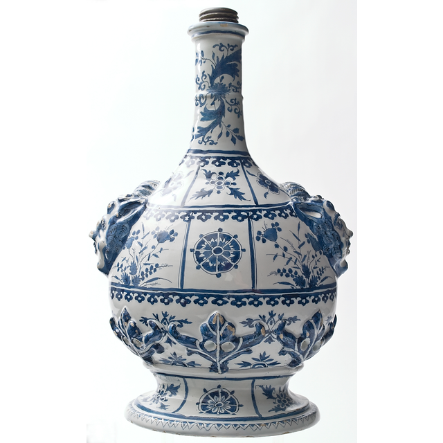 A Pilgrim Bottle in Blue Delftware