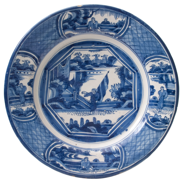 A Plate in Blue and White Dutch Delftware