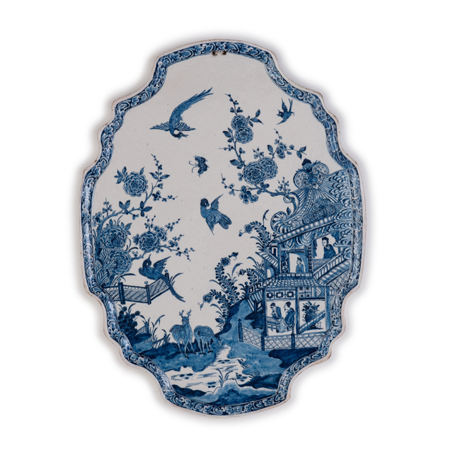 A Dutch Delft Blue and White Oval-shaped Plaque
