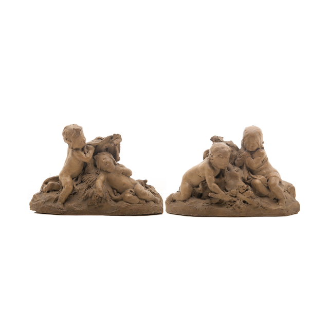 Two Small Terracotta 'Bozzetti' Signed Claude Michel called Clodion
