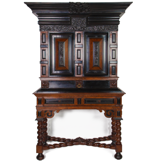 A Rare Dutch XVIIth. Century Cabinet-on-Stand. A so-called   “Kraamkamerkast”
