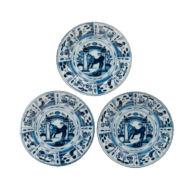 A Set of Three Blue and White Dutch Delft Chargers
