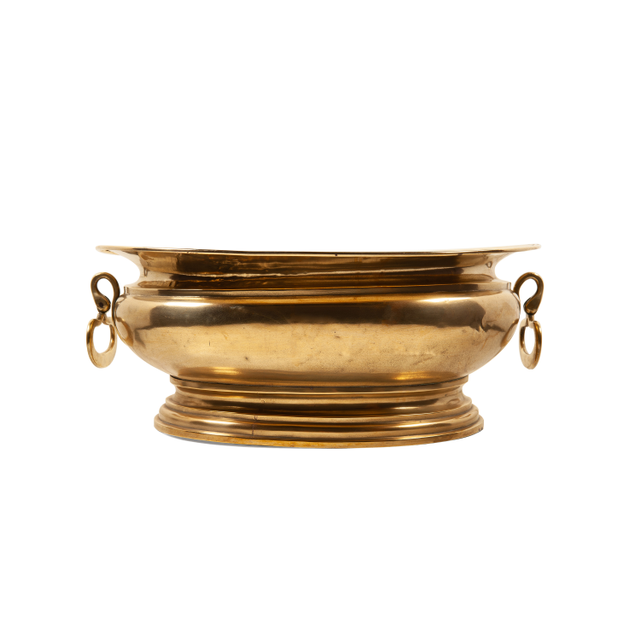 A Large Baroque Brass Wine Cistern with Handles