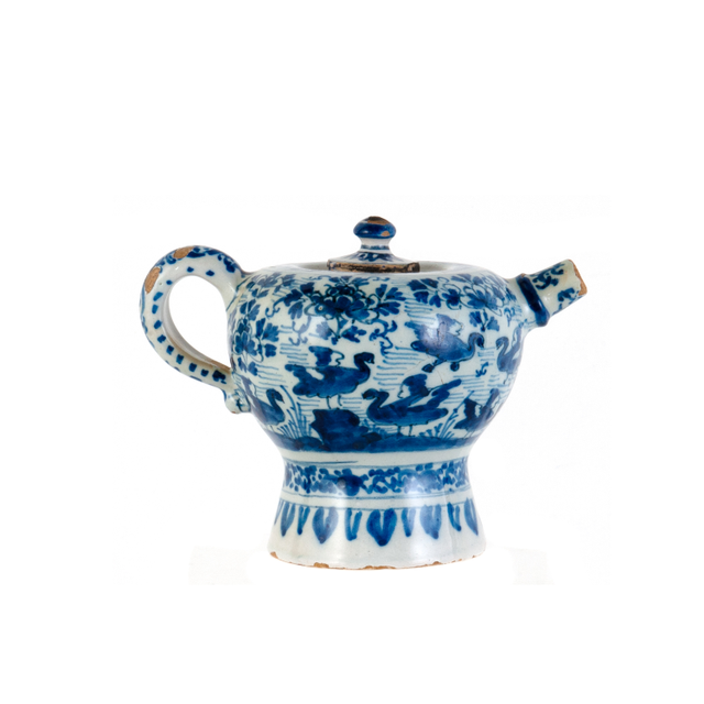 A Blue and White Small Pot and Cover in Dutch Delftware