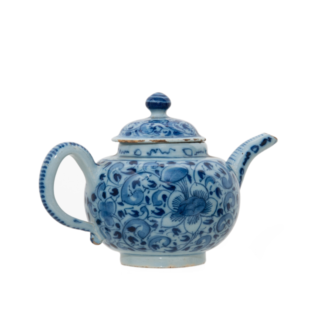 Dutch Delft Blue and White Teapot and Cover