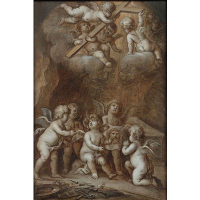 Pieter van Avont, 'Putti met passiewerktuigen bij het graf van Christus'