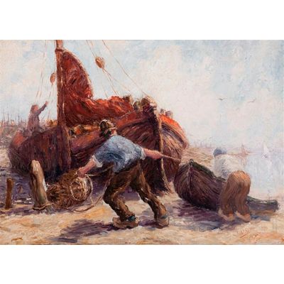 “Fishermen pulling a boat ashore”  - Leonard Gustaaf  Imandt