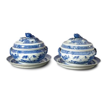 Stel Qian Long terrines met deksel en onderschotels