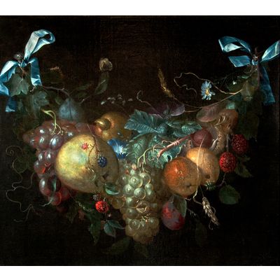 Still life with flower and fruit garland by Pieter Gallis