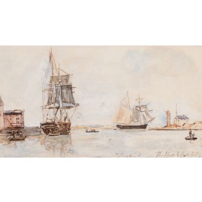 Voiliers à l'entrée du port de Honfleur