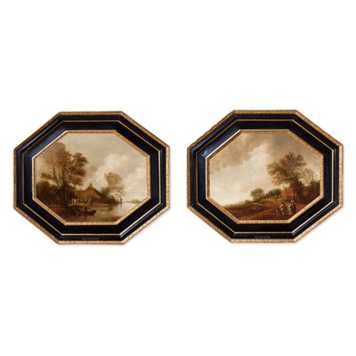 Pair of Dutch landscapes