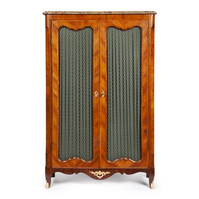 French Louis Quinze bookcase with marble top
