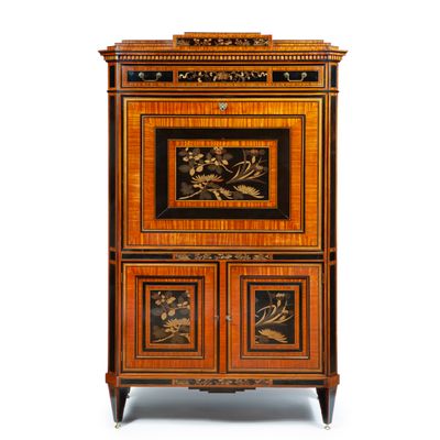 A Dutch Louis Seize secrétaire à abattant with lacquer panels