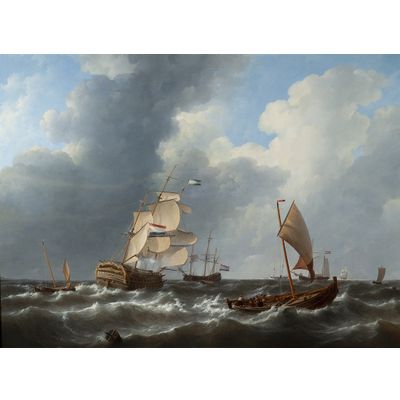 Sailing ships on a rough sea