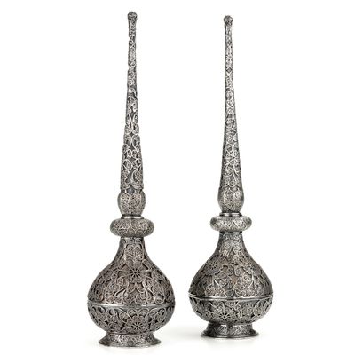 A pair of silver rosewater sprinklers