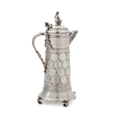 A large German silver 'thaler' Bismarck jug