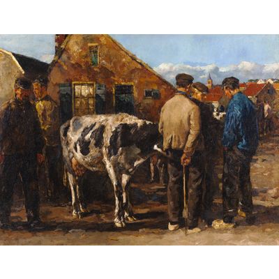 A cattle market on De Groest, Hilversum