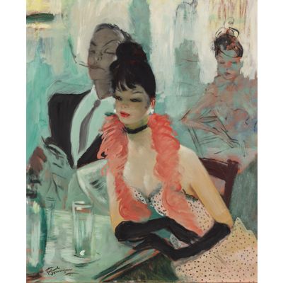 JEAN GABRIEL DOMERGUE (1889-1962) – COUPLE AT THE TABLE