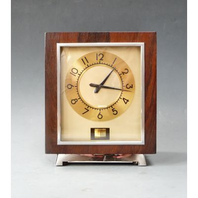 A fine and rare model Atmos clock,  rosewood and chrome, Jaeger LeCoultre ca. 1942.