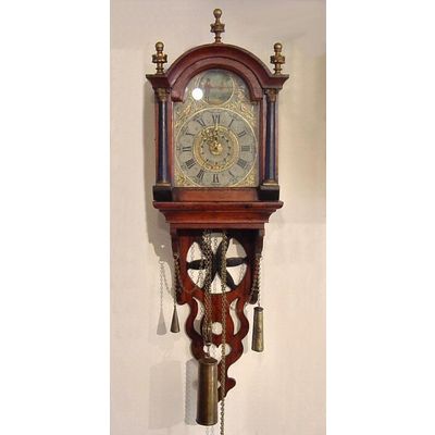 A Dutch Miniature Wall clock, so called 'Staartschippertje' , circa 1840