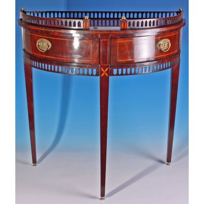 Mahonie Louis XVI stijl halvemaantafel met lades, Holland, ca. 1850