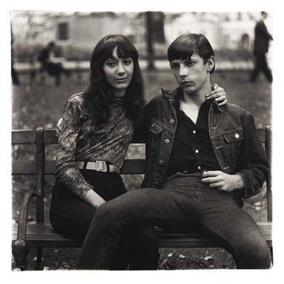 Young Couple on a bench in Washington Square Park, N.Y.C.