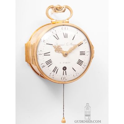 A rare French Louis XVI quarter repeating wall clock, Meunier Le Jeune, circa 1770.