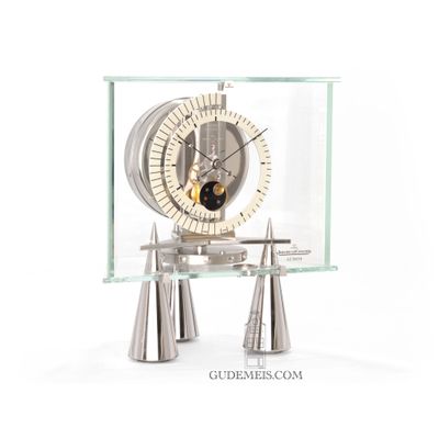 A Swiss Rhodium and glass Atmos Atlantis, Jaeger LeCoultre circa 1995.