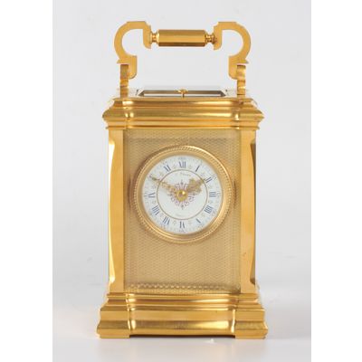 A French gilt brass carriage clock in unusual case, C. Prost, circa 1890.