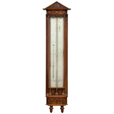 Een Fraaie Hollandse Lodewijk XVI mahonie bakbarometer, P. Wast, circa 1810