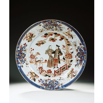A Chinese verte Imari 'governor Duff' dish