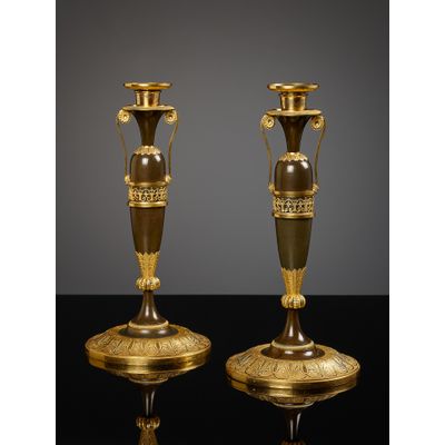 Pair of French Directoire candlesticks, attributed to Claude Galle