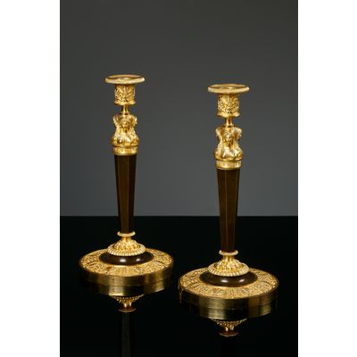 Pair of French Empire candlesticks