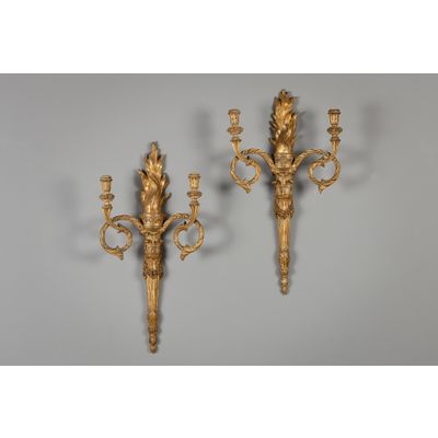 Pair of Dutch Louis XVI wooden appliques