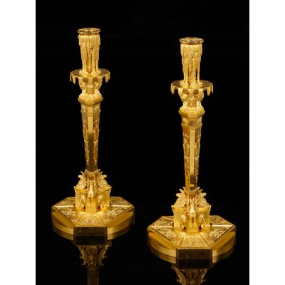 Pair of Russian Empire candlesticks, attributed to Friedrich Bergenfeldt