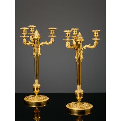 Pair of French Empire Retour d’Égypte candelabra