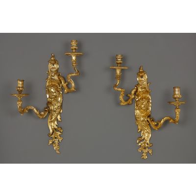 Pair of French Régence appliques aux Zéphyrs