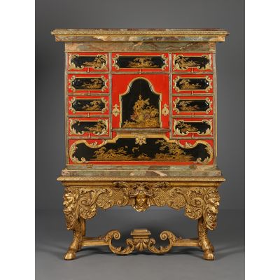 German Baroque lacquer writing cabinet