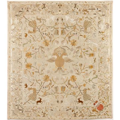 Chinese embroidered silk bedspread