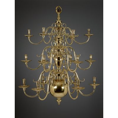 Dutch Renaissance Eighteen-Light Three-Tier Chandelier