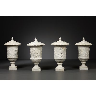 Four Dutch Louis XIV sculptural marble vases