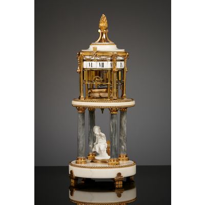 French Louis XVI cercles tournants mantel clock,  Temple de l’amour