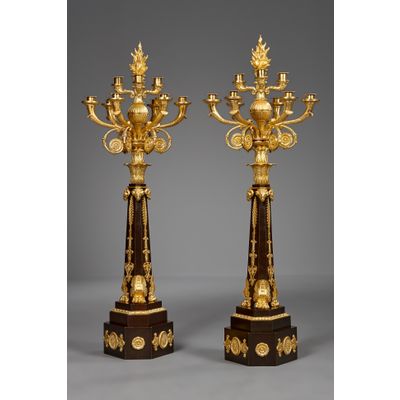 Pair of large French Restauration Candelabra