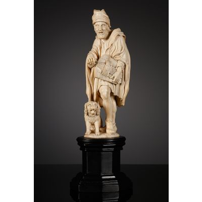 French Ivory Statuette of a Hurdy Gurdy Man