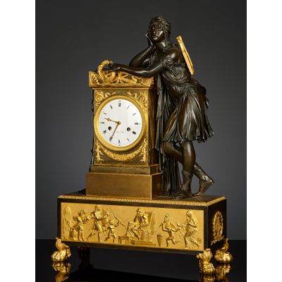 French Empire Mantel Clock depicting Orpheus