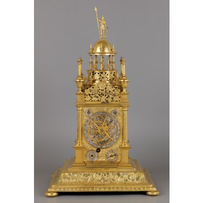 German Renaissance Vertical Astronomical Table Clock
